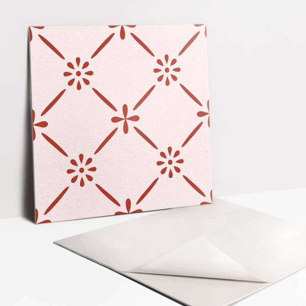 Zelfklevende Tegels Ornito set van 9 roze - polyester-PVC - 30 x 30 x 1 cm