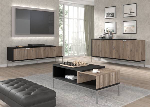 Couchtisch Toledo 110x55 Schwarz - Braun - Holzwerkstoff - 110 x 45 x 55 cm