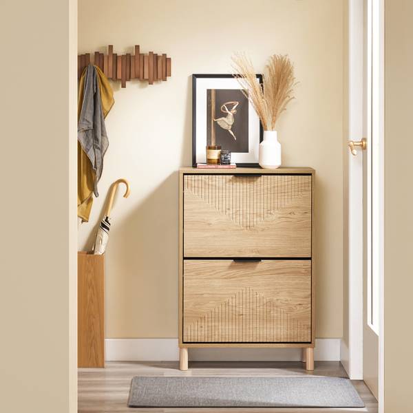 Étagère à chaussures 2 portes FSR200-N Marron - Bois manufacturé - 60 x 88 x 24 cm