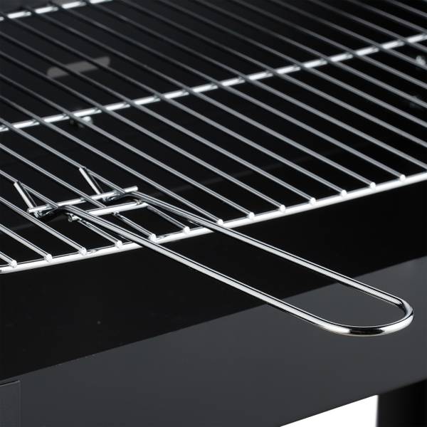 Grill mit Rädern und Ablagen Schwarz - Braun - Silber - Stahl - 86 x 81 x 42 cm