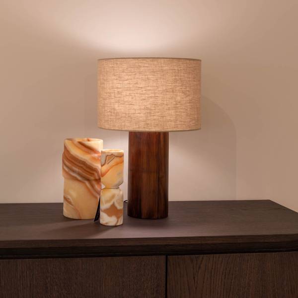 Tischlampe JAPURA Braun - Textil - 31 x 45 x 31 cm