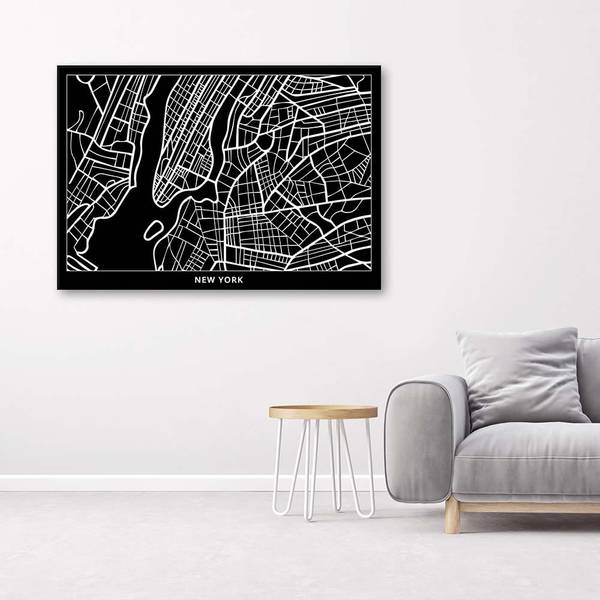 Tableau déco plan de new york 60 x 40 cm