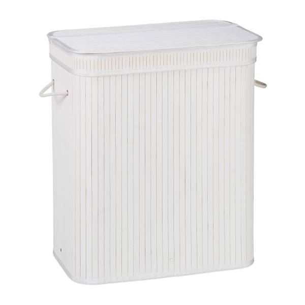 Wäschekorb Bambus eckig Weiß