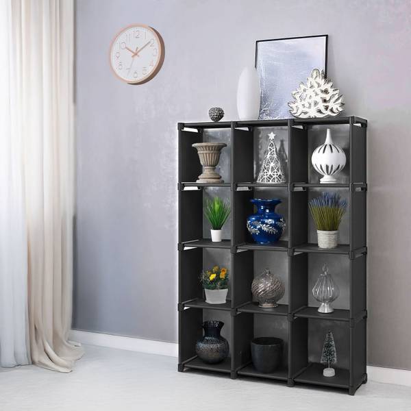 Modulares Bücherregal Steckregal Brianna Schwarz - Textil - 30 x 140 x 105 cm