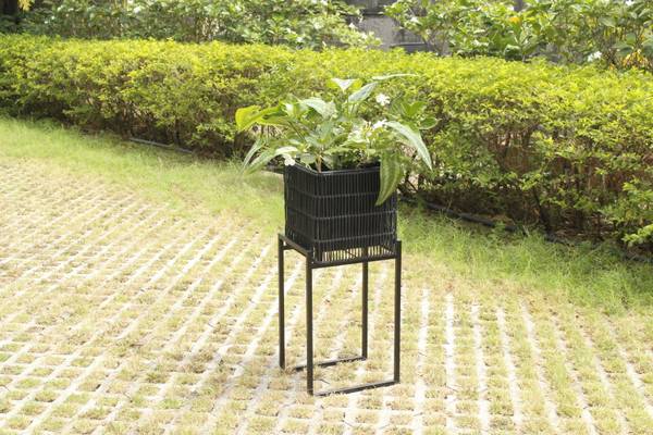 Übertopf-Set FLORA Schwarz - Metall - Kunststoff - 1 x 1 x 1 cm
