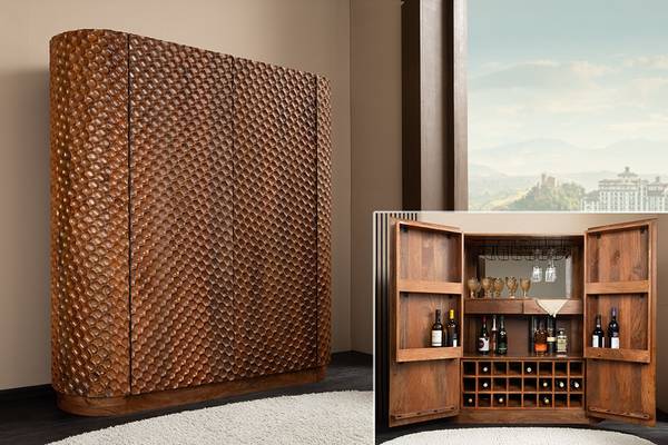 Barschrank ADLON Braun - Mango - 138 x 141 x 42 cm