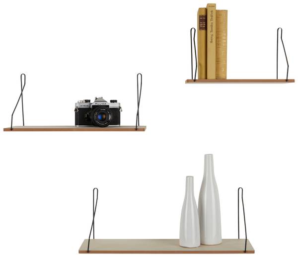 Wandregalset BERN 3-teilig Beige - Holzwerkstoff - Metall - 30 x 17 x 15 cm