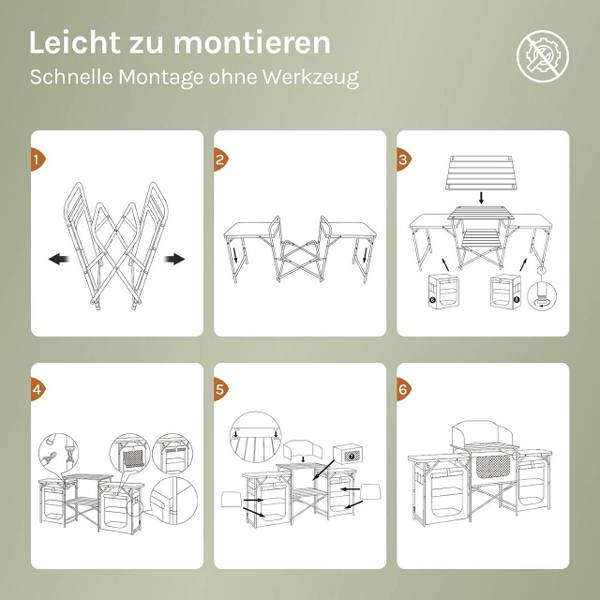 Campingküche Nicol Schwarz - Aluminium - 175 x 110 x 48 cm