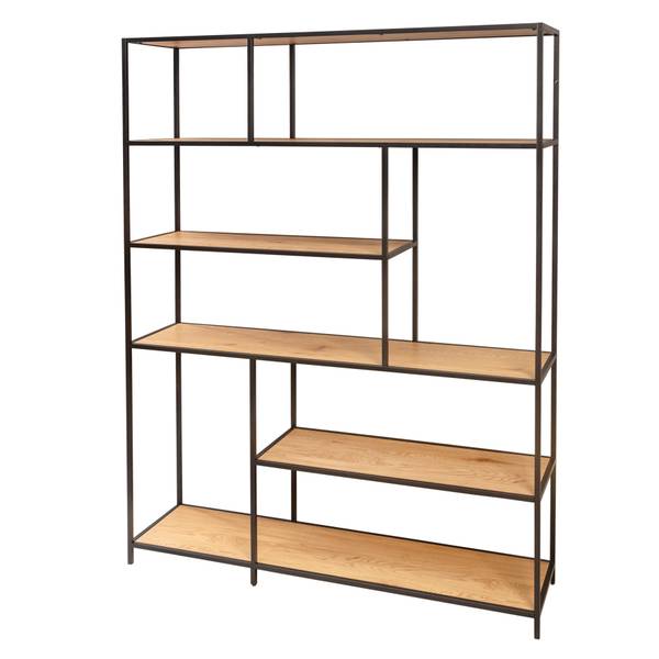 Regal SLIM LINE Schwarz - Braun - Eisen - 135 x 185 x 35 cm