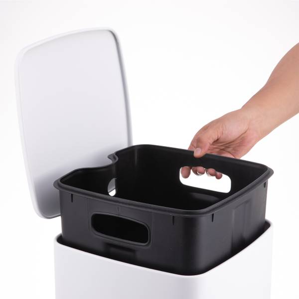 Mülleimer Küche 12 Liter Schwarz - Silber - Weiß