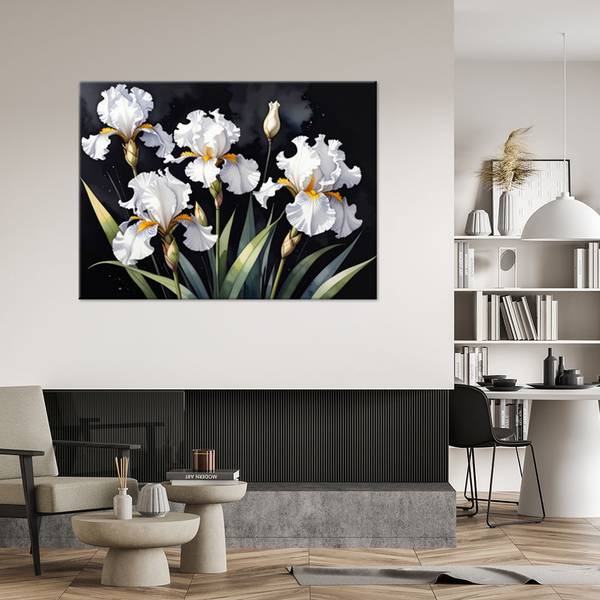Wandbild Blumen Weiß - Polyester - 45 x 30 x 3 cm