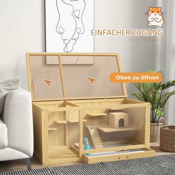Hamsterkäfig BB7124 Beige - Massivholz - 24 x 108 x 56 cm