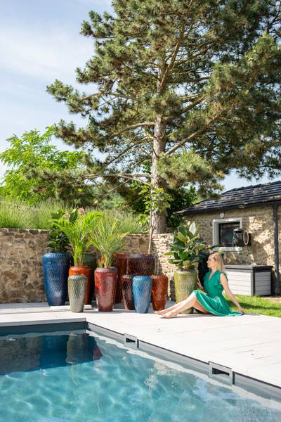 Blumentopf Pompadour Grau - Keramik - 36 x 60 x 36 cm