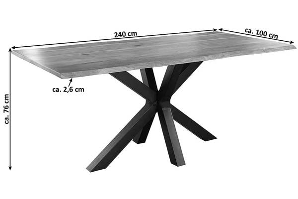 Esstisch SPYRO Beige - 240 x 100 cm - Schwarz