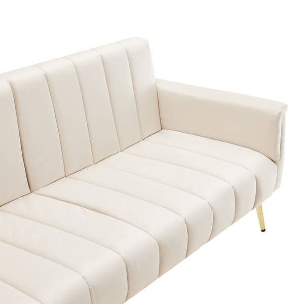 Schlafsofa Lea Beige - Samt - 183 x 75 x 76 cm