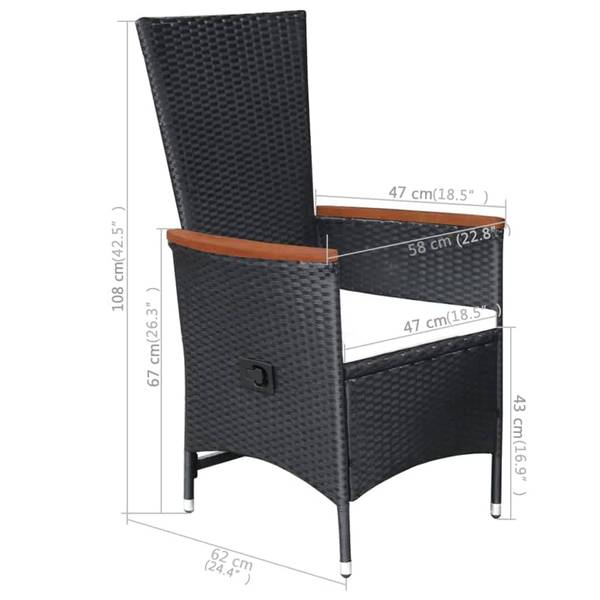 Garten-Essgruppe 3006318 3-teilig Schwarz - Akazie - 88 x 74 x 88 cm