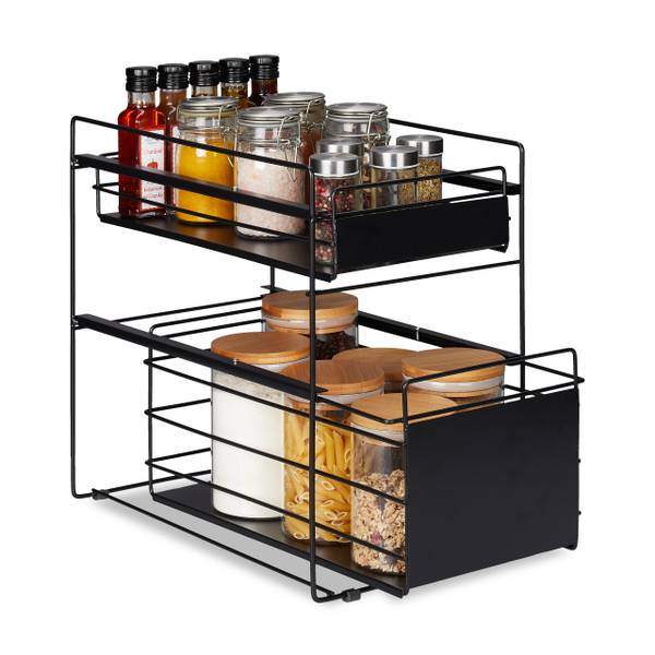 Schubladenregal mit 2 Körben Schwarz - Stahl - 25 x 40 x 41 cm