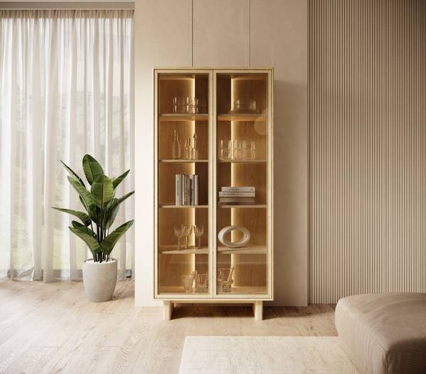 Vitrine Jimo Marron - Bois manufacturé - 94 x 195 x 39 cm