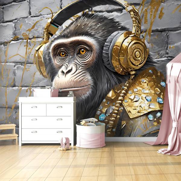 Papier peint, Singe Casque Pop Art 400 x 280 cm