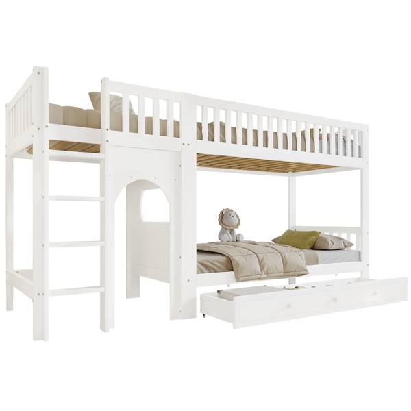 Etagenbett LucyWoodyⅠ Weiß - Holzwerkstoff - 99 x 160 x 301 cm