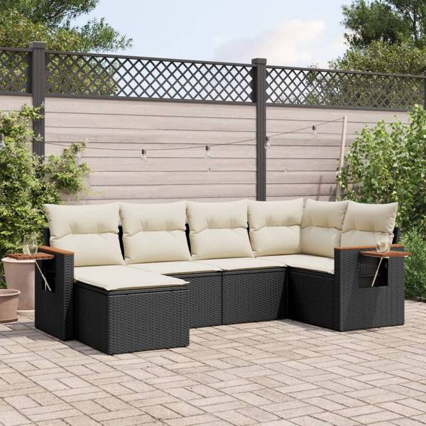 Garten-Lounge-Set 3034943-1 (6-teilig) Schwarz - Creme - Weiß