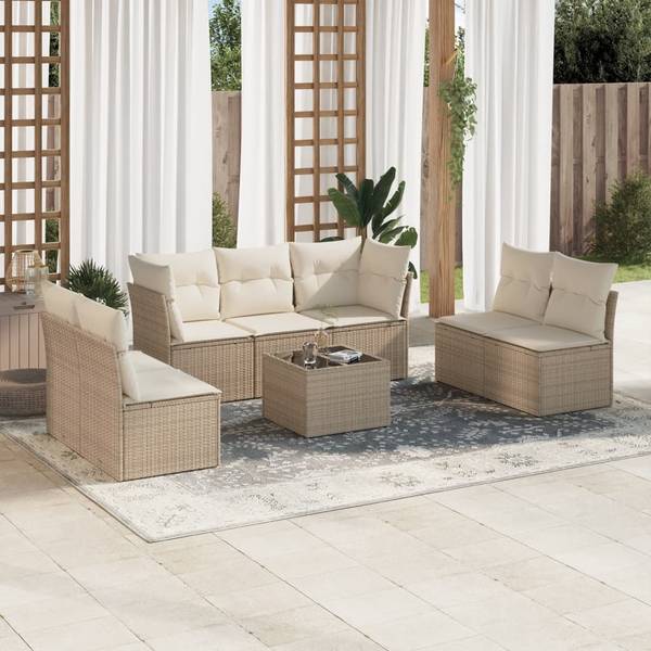 Salon de jardin 3035151-2 (lot de 8) Beige - Crème - Blanc