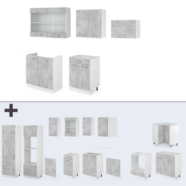 Küchenzeile R-Line 49538 Grau - Weiß - Chrom - 200 x 82 x 46 cm