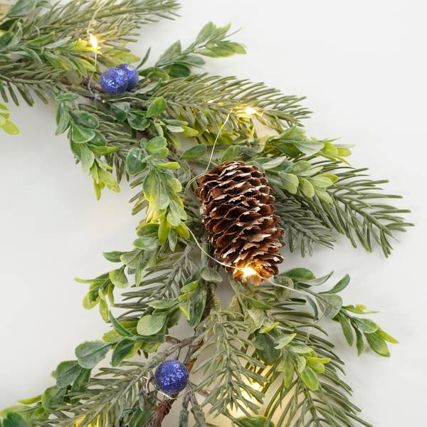 LED-Weihnachtskranz MEHOKR285006 Grün - Kunststoff - 42 x 7 x 42 cm