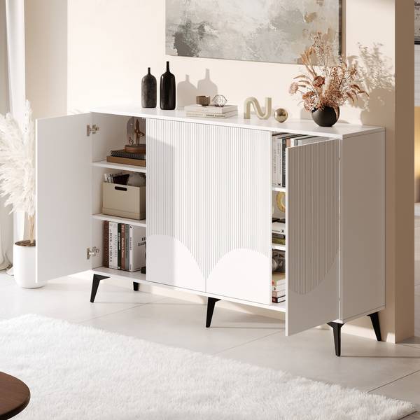 Sideboard VERTEXINFIN Weiß - Holzwerkstoff - 160 x 100 x 35 cm