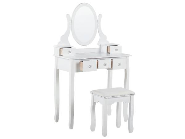 Coiffeuse GALAXIE Beige - Blanc - Bois manufacturé - 80 x 137 x 40 cm