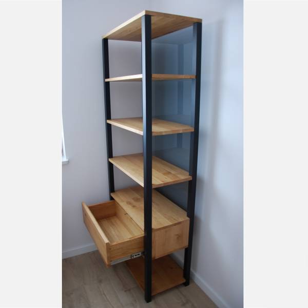 Bücherregal Massivholz mit Metall COLIN Braun - Eiche - Stahl - 75 x 190 x 40 cm