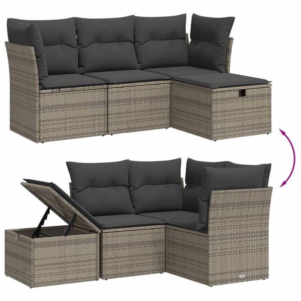 Garten Sofagarnitur 3036561-1 (4-teilig) Grau