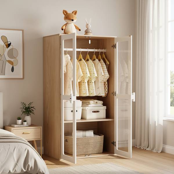 Kleiderschrank Calyx Braun - Weiß - Holzwerkstoff - 50 x 150 x 80 cm