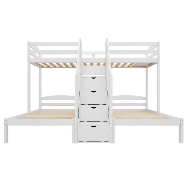 Etagenbett Terra Ⅰ Weiß - Holzwerkstoff - Massivholz - 240 x 163 x 240 cm