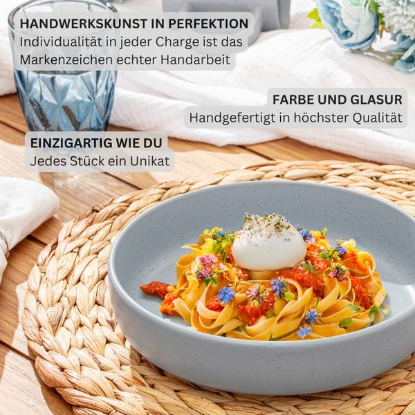 Pastaschalen Leeds - 6er Set Grau - Stein - 21 x 5 x 21 cm
