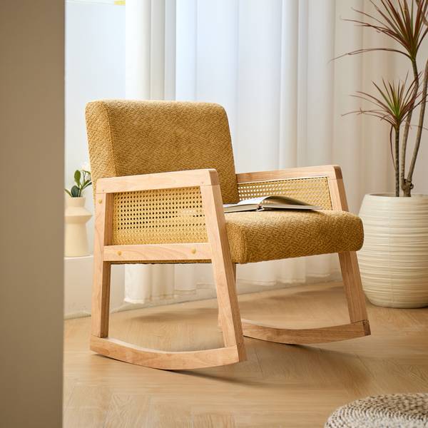 Schaukelstuhl BORGO Gelb - Massivholz - 59 x 76 x 67 cm