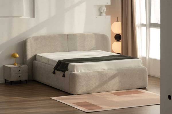 Boxbett ART DECO Beige - Grau - Bouclé - Polyester - 245 x 125 x 210 cm