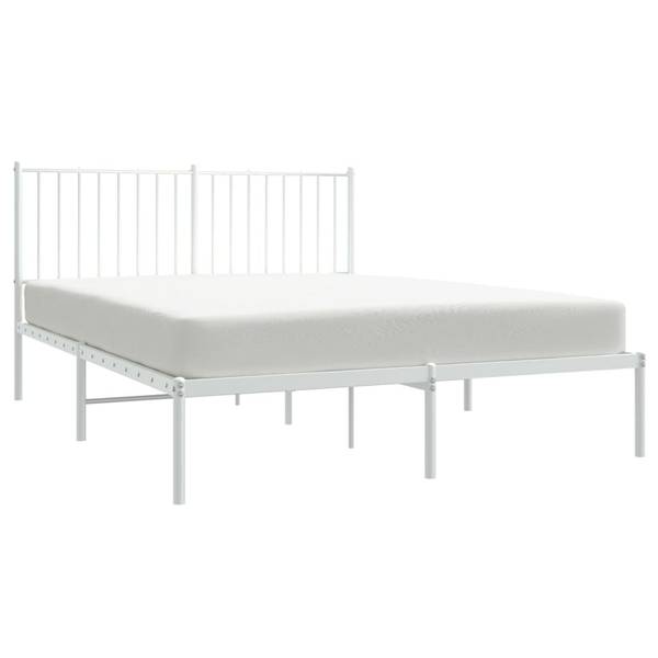 Bettgestell mit Kopfteil X131 Weiß - Metall - 146 x 91 x 207 cm