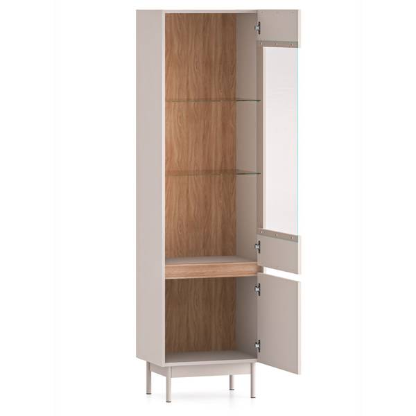 Vitrine DUNEA Gris - Mélamine - 55 x 193 x 40 cm