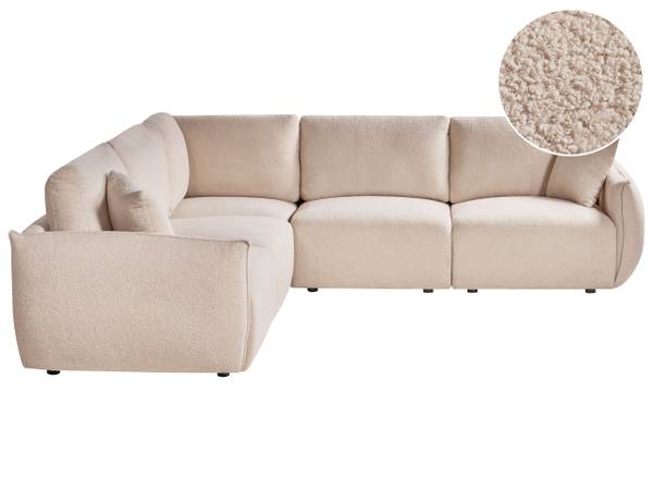 Canapé d'angle côté droit MESNALI Beige - Noir - 268 x 268 cm