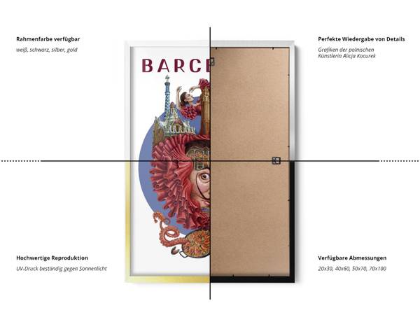 Bild Barcelona Sagrada Familia Schwarz - 20 x 30 cm