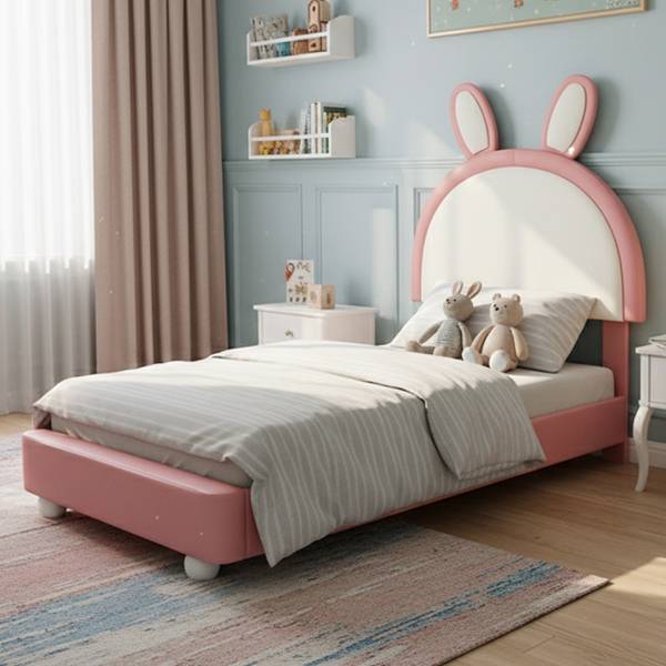 Kinderbett K-1925 Pink - Holzwerkstoff - 106 x 142 x 206 cm