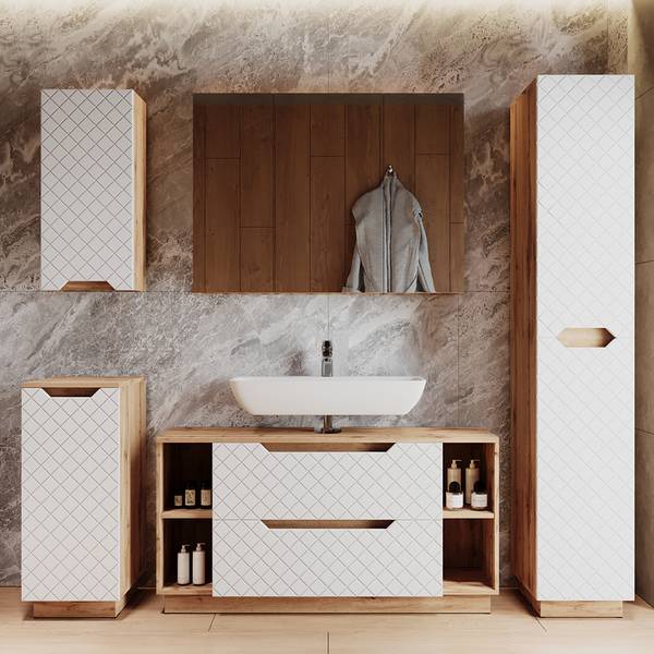 Badmöbel-Set Lotta 59436 Weiß - Holzwerkstoff - 120 x 63 x 35 cm