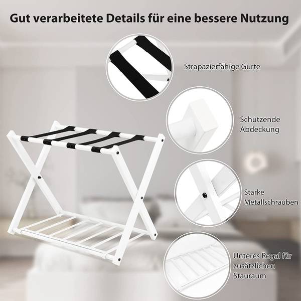 2er Set Kofferständer klappbar Weiß - Metall - 43 x 58 x 68 cm