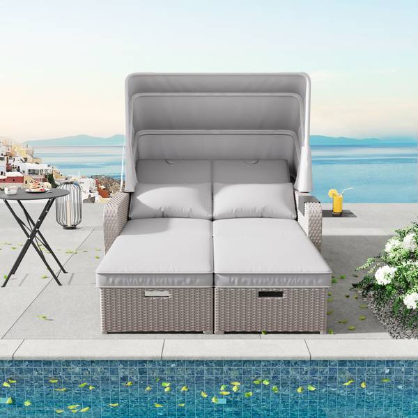 Gartenlounge Rhea Ⅳ Grün - Metall - Polyrattan - 130 x 152 x 126 cm