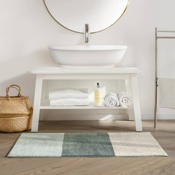 Badematte Horizont Cremeweiß - Grau - Hellgrau - 60 x 90 cm