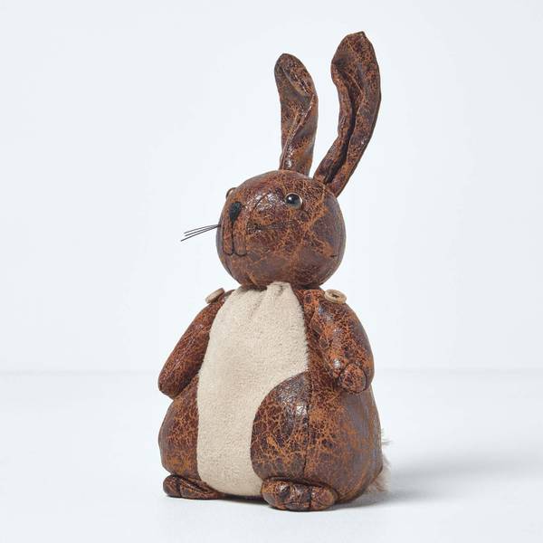 Türstopper Hase Kunstleder Braun - Mischgewebe - 17 x 30 x 17 cm