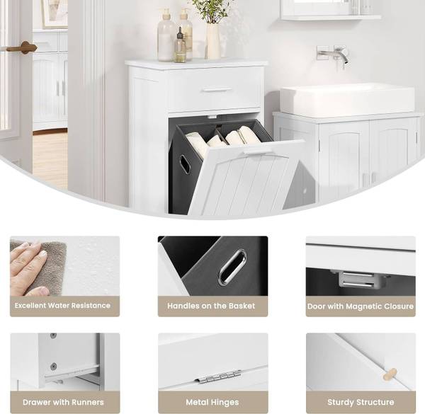 Badezimmerschrank Silke Weiß - Holzwerkstoff - Metall - 42 x 82 x 30 cm