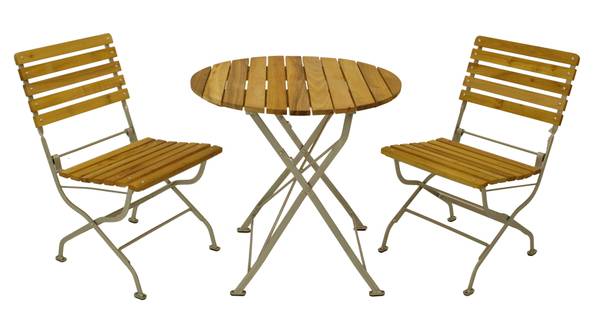 Set Passau 3-teilig Braun - Robinie - Stahl - 77 x 72 x 77 cm