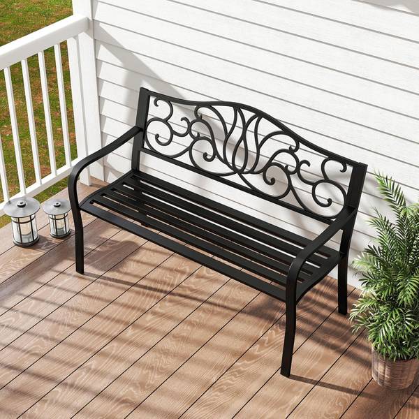 Gartenbank ZB34675NWDE Schwarz - Metall - 62 x 89 x 127 cm